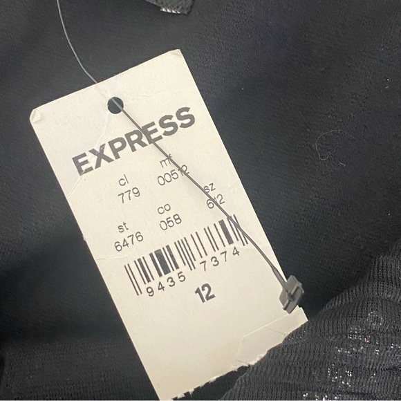 Express Women’s Strapless Sequined Dress 12 Black Silver Semi-Sheer Knee Length - Picture 13 of 14